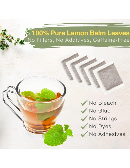 Bolsitas de Té de Melisa YUNHAHA - 50 Unidades Ecológicas