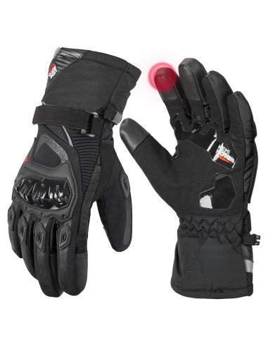 Guantes de Moto KEMIMOTO Invierno Impermeables Táctiles Negros