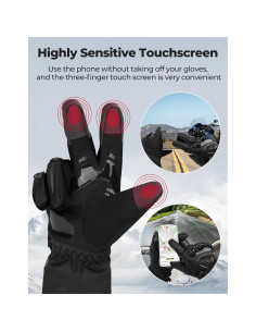Guantes de Moto KEMIMOTO Invierno Impermeables Táctiles Negros 2