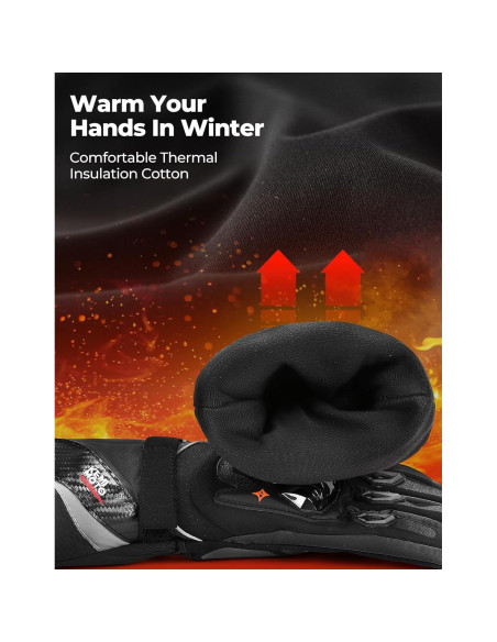 Guantes de Moto KEMIMOTO Invierno Impermeables Táctiles Negros