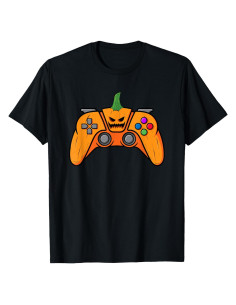 Camiseta Halloween Gamer Calabaza Controlador para Hombres