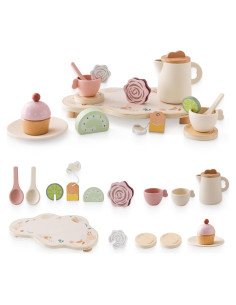 Juego de Té de Madera Ikubigu 15 Piezas para Niños