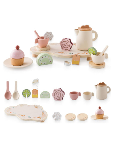 Juego de Té de Madera Ikubigu 15 Piezas para Niños
