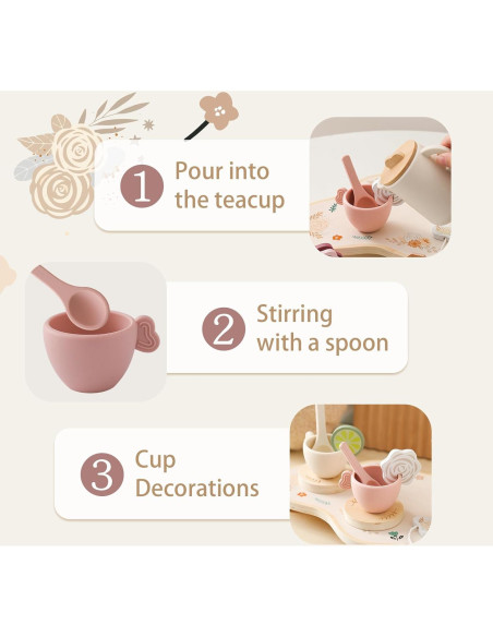 Juego de Té de Madera Ikubigu 15 Piezas para Niños