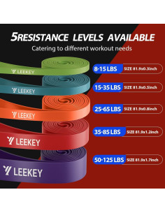 Bandas de Resistencia LEEKEY 5 Niveles para Ejercicio en Casa 2