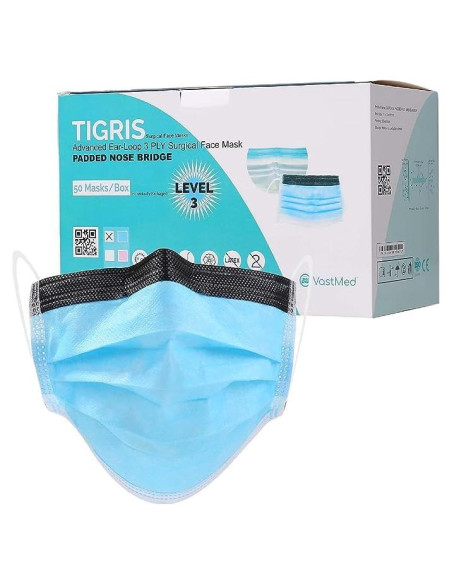 Mascarillas desechables VASTMED 50PCs 3 capas Antifog Azul