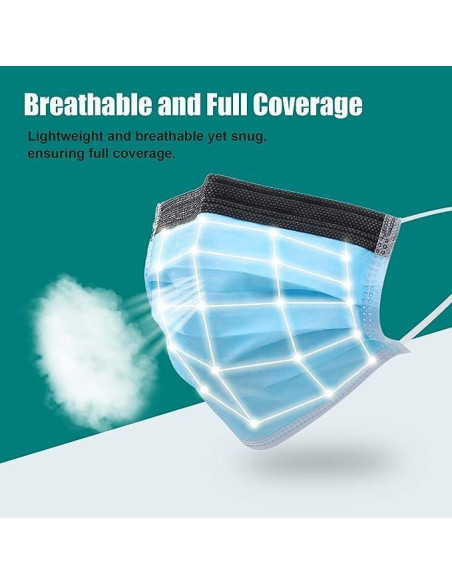 Mascarillas desechables VASTMED 50PCs 3 capas Antifog Azul