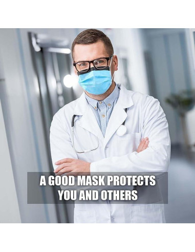 Mascarillas desechables VASTMED 50PCs 3 capas Antifog Azul