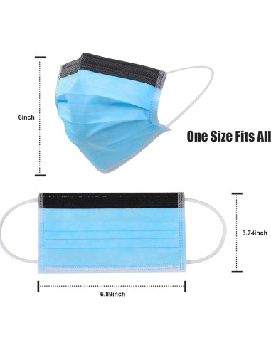 Mascarillas desechables VASTMED 50PCs 3 capas Antifog Azul