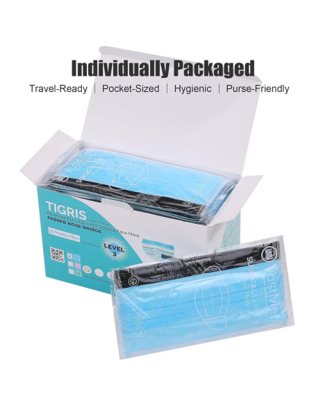 Mascarillas desechables VASTMED 50PCs 3 capas Antifog Azul