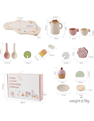 Juego de Té de Madera Ikubigu 15 Piezas para Niños