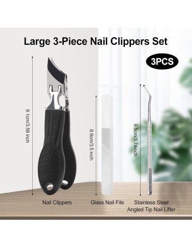 Cortauñas Eagle Beak 3 Piezas Acero Inoxidable Negro