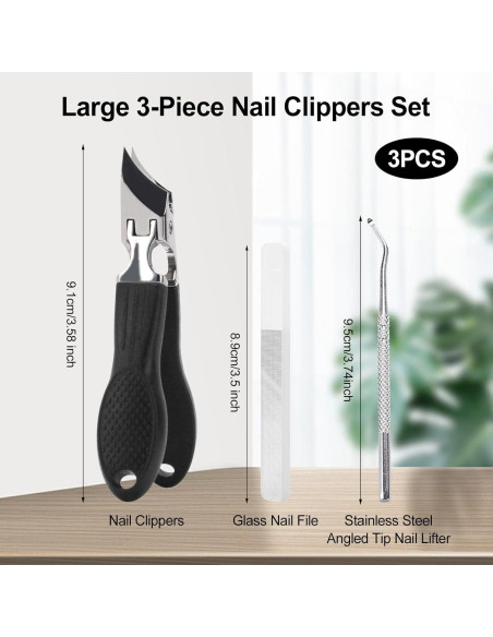 Cortauñas Eagle Beak 3 Piezas Acero Inoxidable Negro