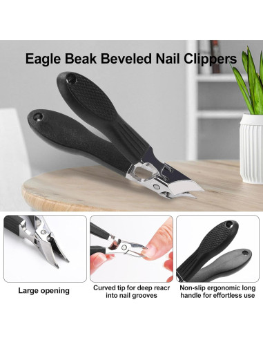 Cortauñas Eagle Beak 3 Piezas Acero Inoxidable Negro