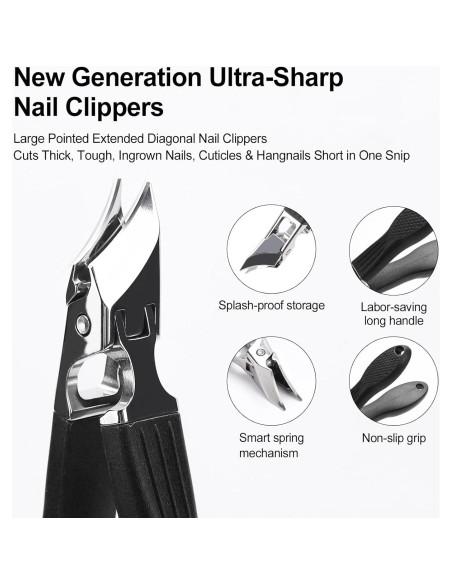 Cortauñas Eagle Beak 3 Piezas Acero Inoxidable Negro