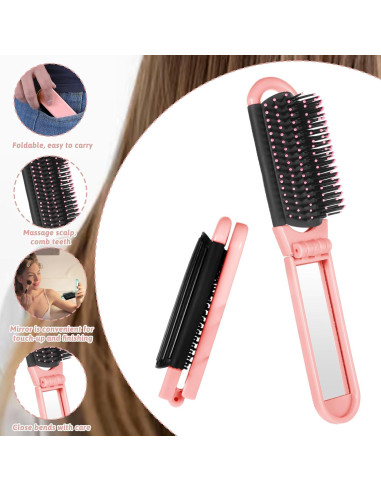 Cepillo de cabello plegable con espejo Zyghjort - 2 piezas