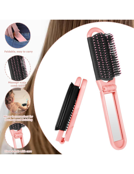Cepillo de cabello plegable con espejo Zyghjort - 2 piezas