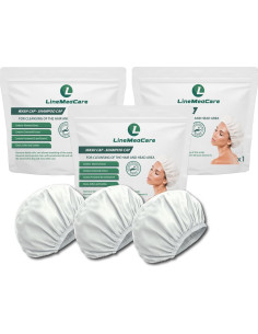 3 Gorros de Champú Sin Enjuague LineMedCare - Aloe Vera, Manzanilla 2
