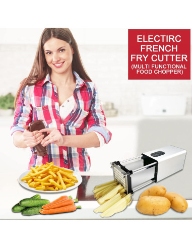 Cortador de Papas Fritas Eléctrico Fstcrt Acero Inoxidable 2 Tamaños