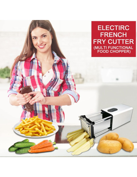 Cortador de Papas Fritas Eléctrico Fstcrt Acero Inoxidable 2 Tamaños