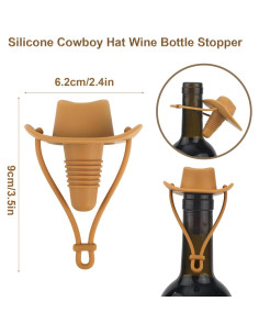 Tapón de Botella de Vino Sombrero Vaquero Silicona Marrón 2