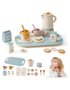 Juego de Té de Madera Ikubigu 18 Piezas para Niños