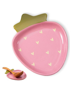 Soporte para cuchara de cerámica YumiPLUS fresa rosa 24.8x12.7cm