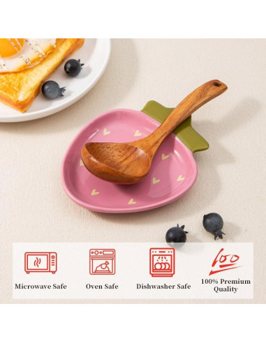 Soporte para cuchara de cerámica YumiPLUS fresa rosa 24.8x12.7cm