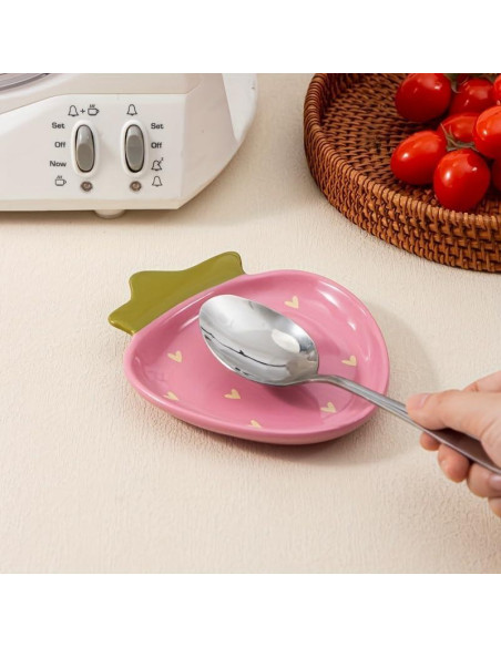 Soporte para cuchara de cerámica YumiPLUS fresa rosa 24.8x12.7cm