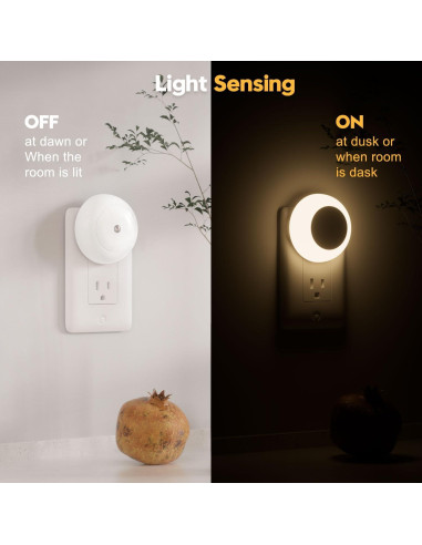 Luz Nocturna LED Fesnne 0.5W Blanca Cálida, Paquete de 2