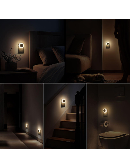 Luz Nocturna LED Fesnne 0.5W Blanca Cálida, Paquete de 2