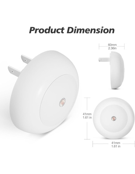 Luz Nocturna LED Fesnne 0.5W Blanca Cálida, Paquete de 2