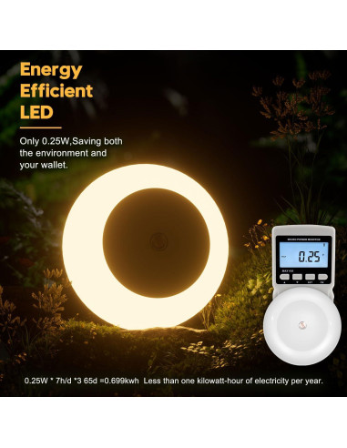 Luz Nocturna LED Fesnne 0.5W Blanca Cálida, Paquete de 2