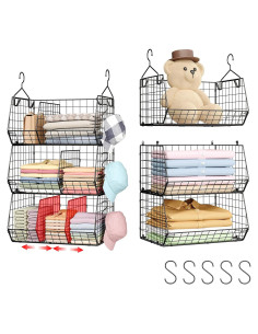 Estante Colgante de Closet Jautokerdar 3 Niveles Negro