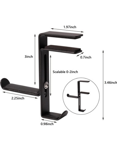 Soporte para Auriculares BetterJonny 2 Pcs Ajustable Negro