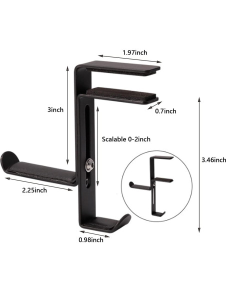 Soporte para Auriculares BetterJonny 2 Pcs Ajustable Negro