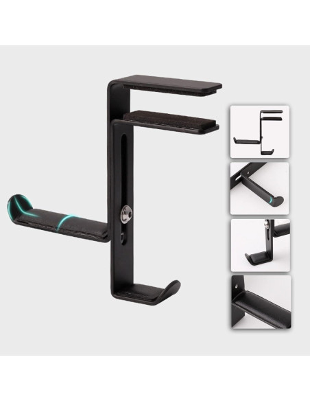 Soporte para Auriculares BetterJonny 2 Pcs Ajustable Negro