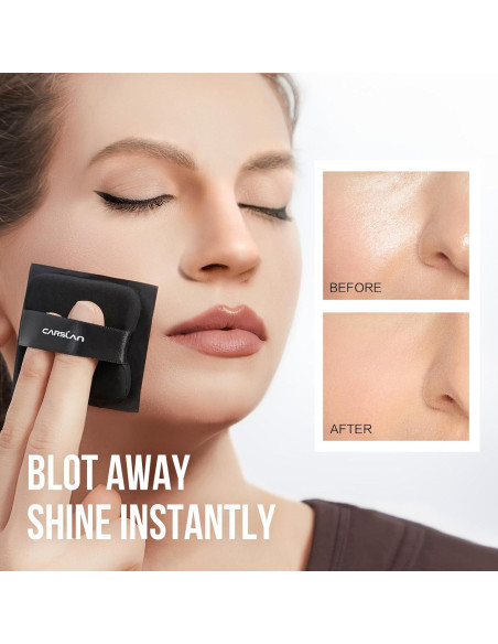 Papel Absorbente de Maquillaje CARSLAN 150 Hojas con Polvo
