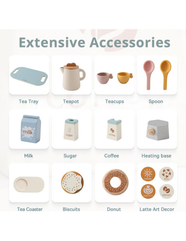 Juego de Té de Madera Ikubigu 18 Piezas para Niños