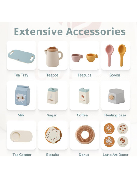 Juego de Té de Madera Ikubigu 18 Piezas para Niños