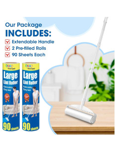 Rodillo de Pelusa AZEN 24 cm Extra Pegajoso con 180 Hojas 2