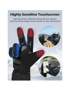Guantes de invierno KEMIMOTO para motocicleta, táctiles y a prueba de agua 2