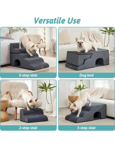 Escalera para Perros COZY KISS 5 Escalones Gris Carbón 50x84x57 cm