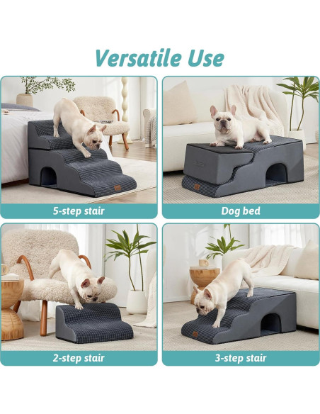 Escalera para Perros COZY KISS 5 Escalones Gris Carbón 50x84x57 cm