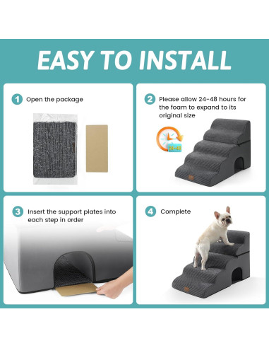 Escalera para Perros COZY KISS 5 Escalones Gris Carbón 50x84x57 cm