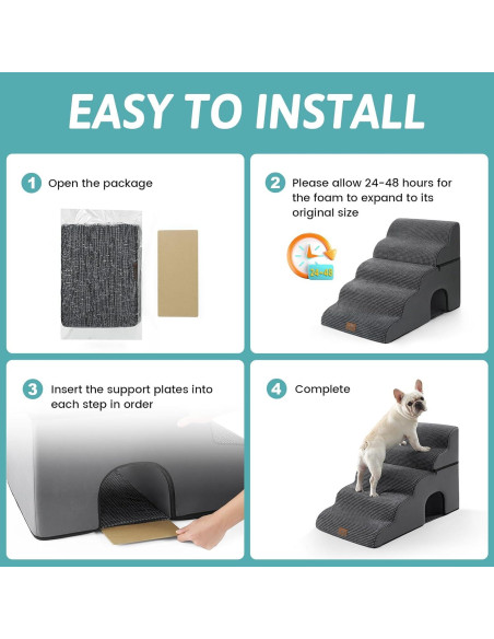 Escalera para Perros COZY KISS 5 Escalones Gris Carbón 50x84x57 cm