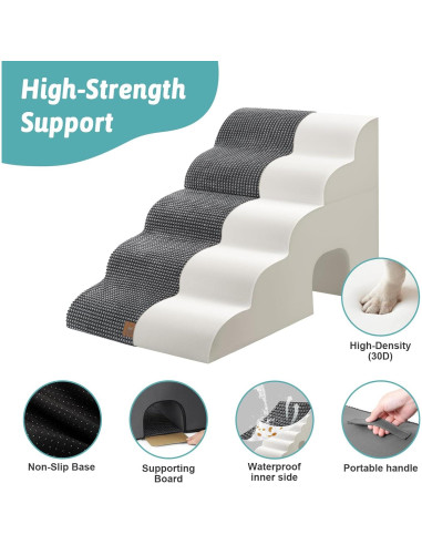 Escalera para Perros COZY KISS 5 Escalones Gris Carbón 50x84x57 cm