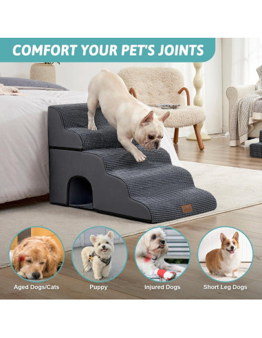 Escalera para Perros COZY KISS 5 Escalones Gris Carbón 50x84x57 cm