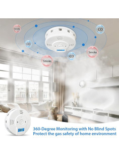 Detector de Humo y Monóxido de Carbono Shackcom, Alarma LCD 5 Años 2