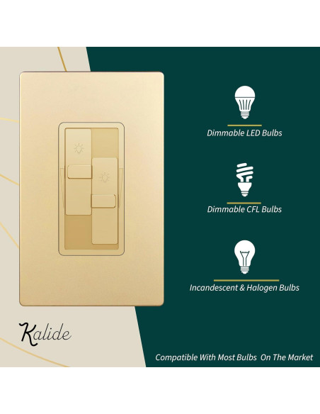 Interruptor Regulador de Luz Dual Kalide TOPGREENER Dorado 200W